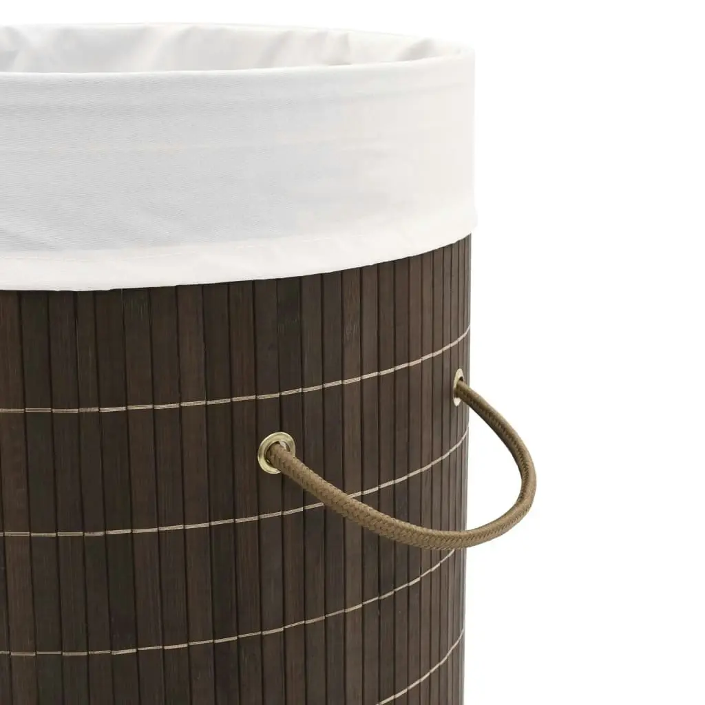 Bamboo Laundry Bin Round Dark Brown 242724