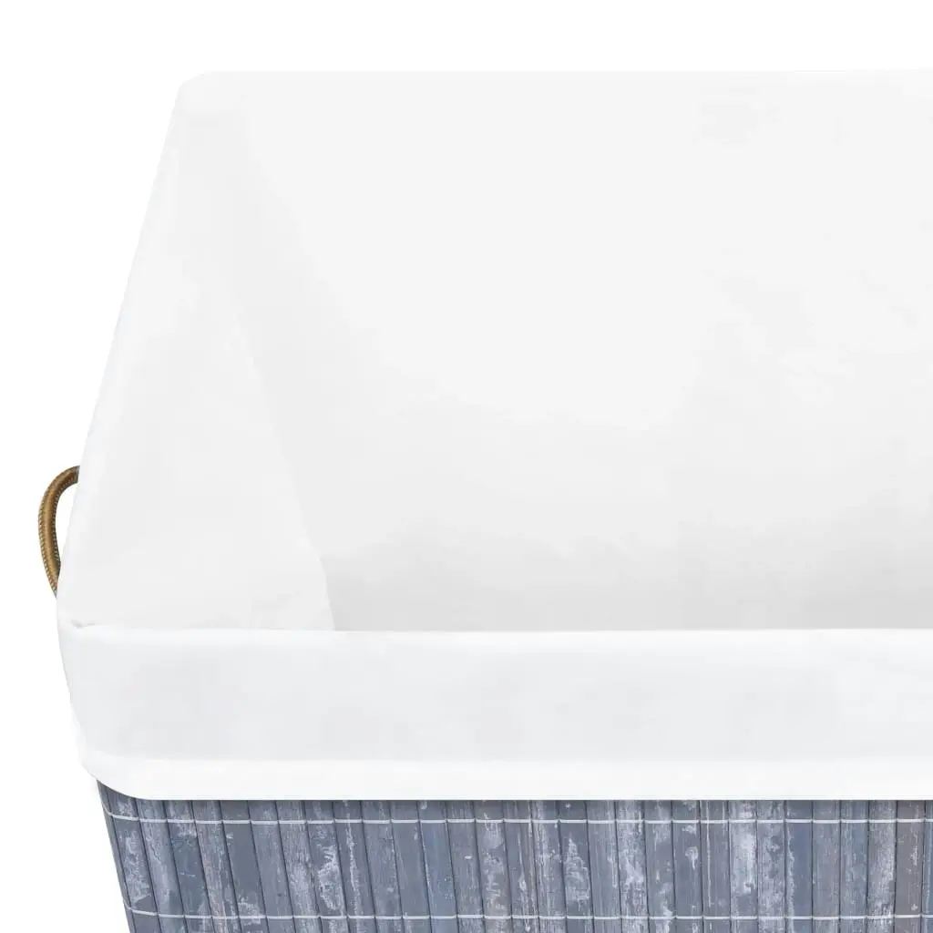 Bamboo Laundry Basket with Single Section Grey 83 L 320756