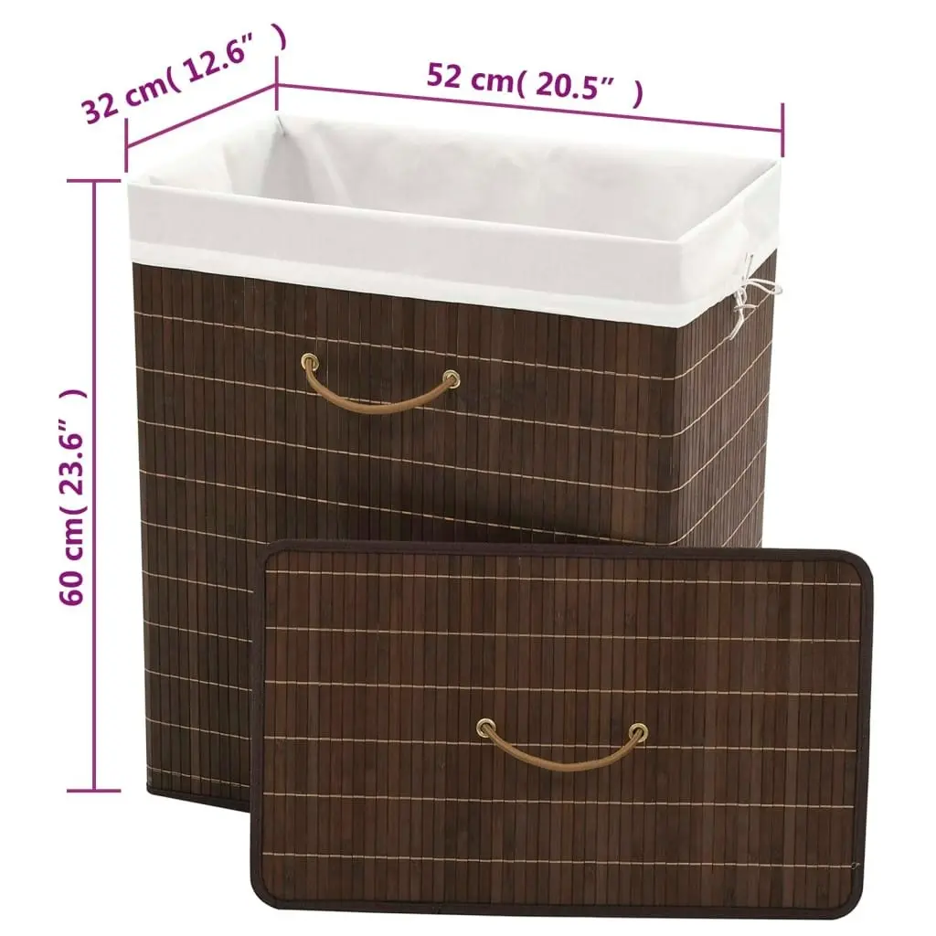 Bamboo Laundry Bin Rectangular Dark Brown 242726