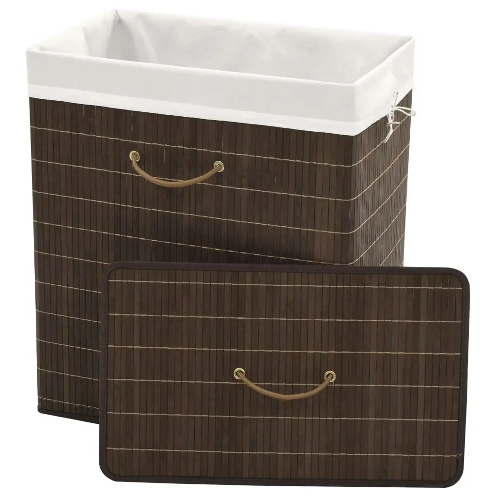 Bamboo Laundry Bin Rectangular Dark Brown 242726