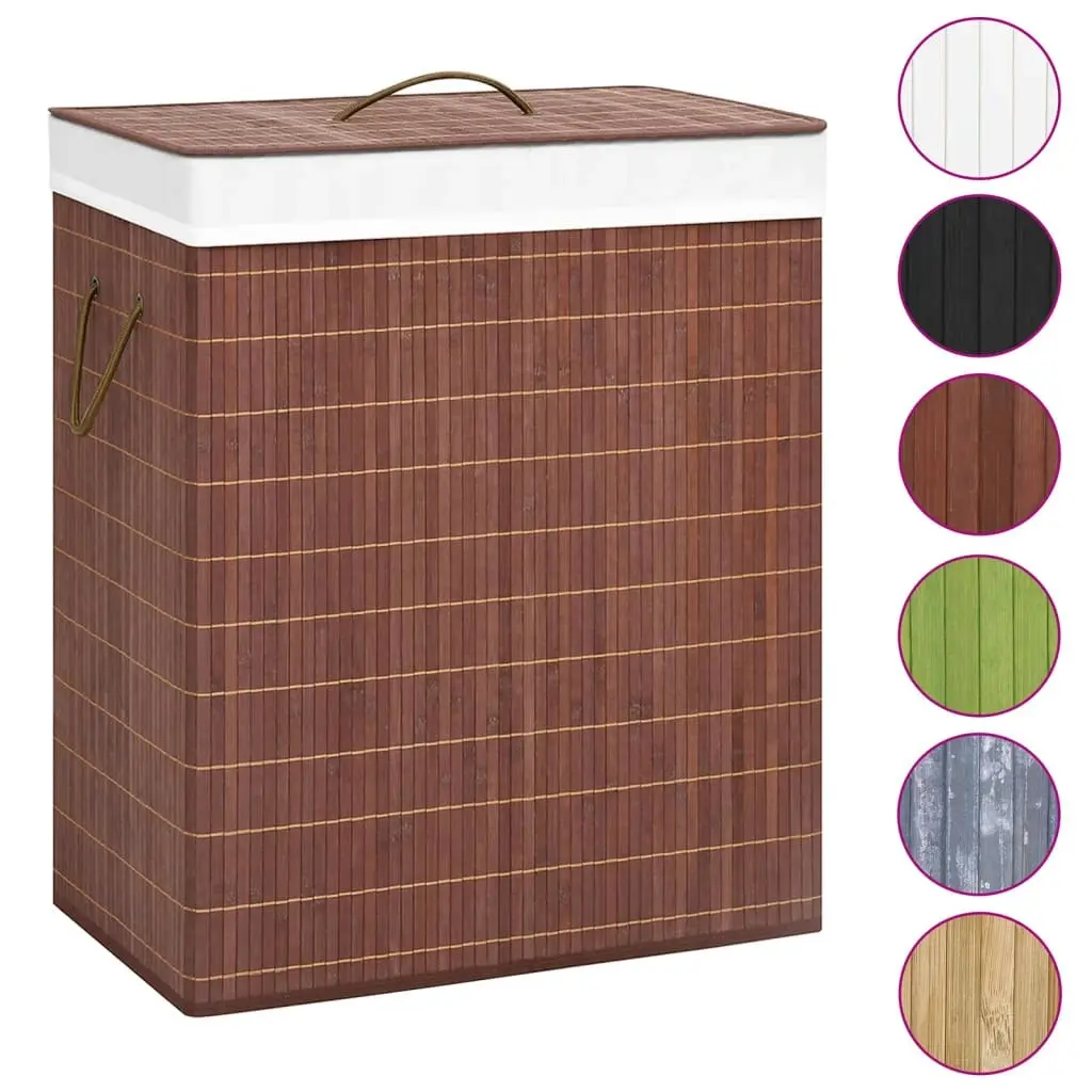 Bamboo Laundry Basket with 2 Sections Brown 100 L 320748