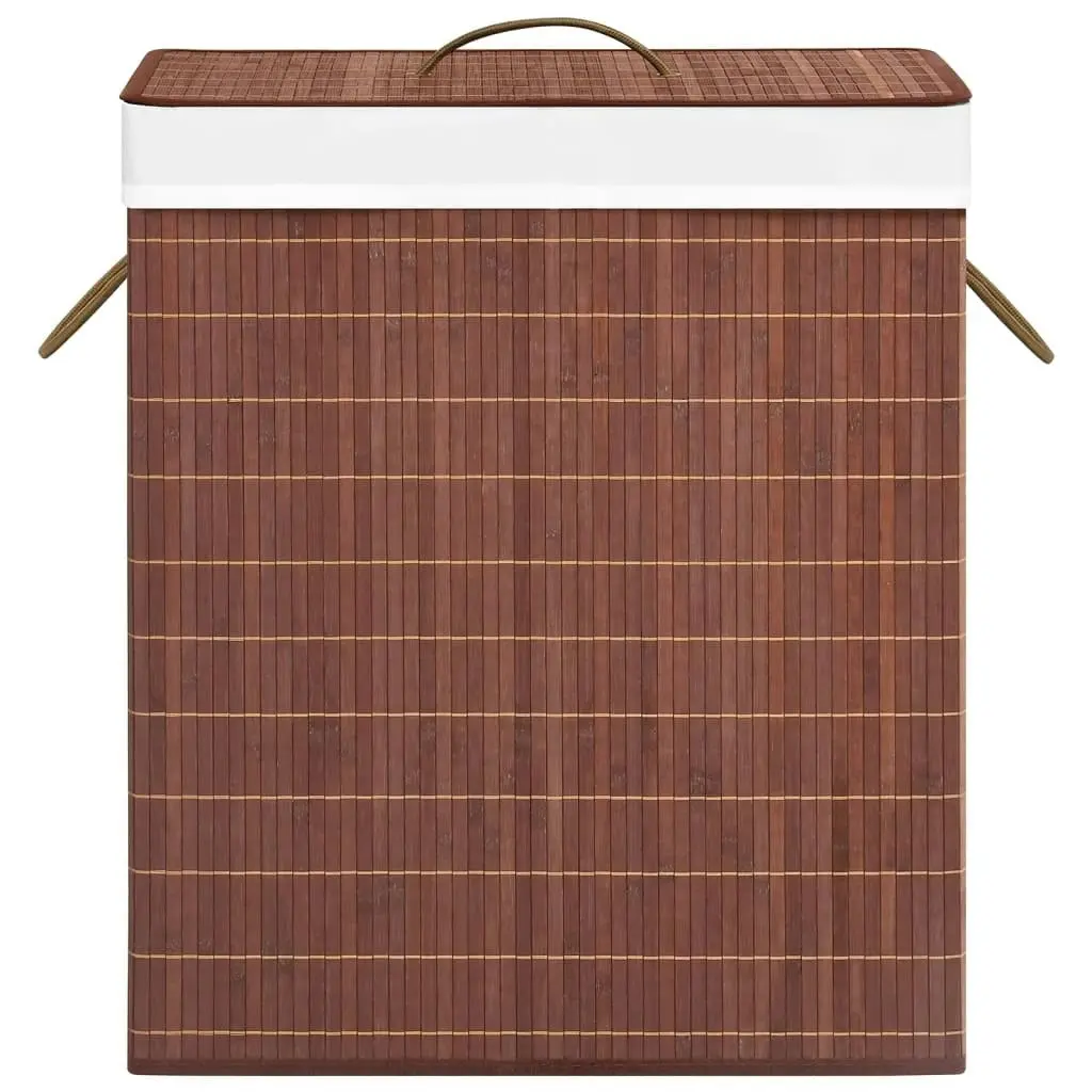 Bamboo Laundry Basket with 2 Sections Brown 100 L 320748