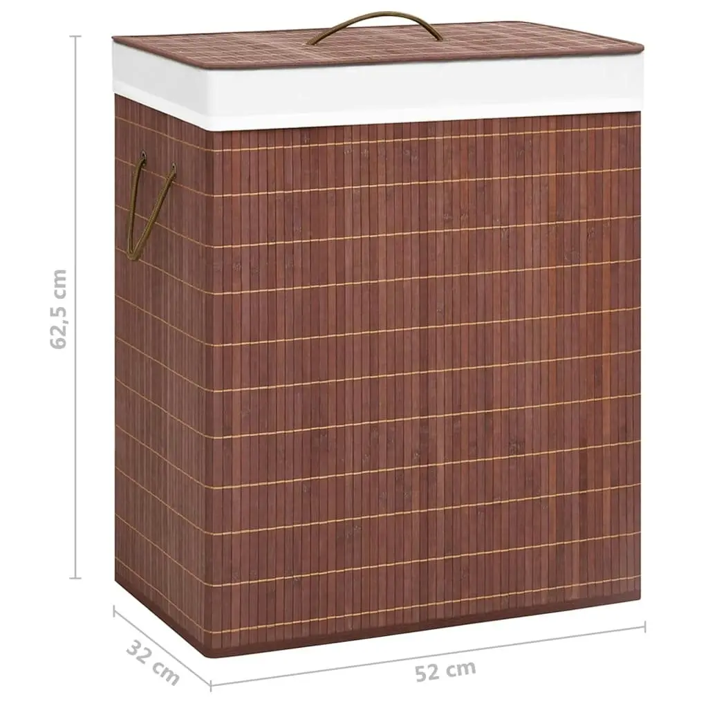 Bamboo Laundry Basket with 2 Sections Brown 100 L 320748