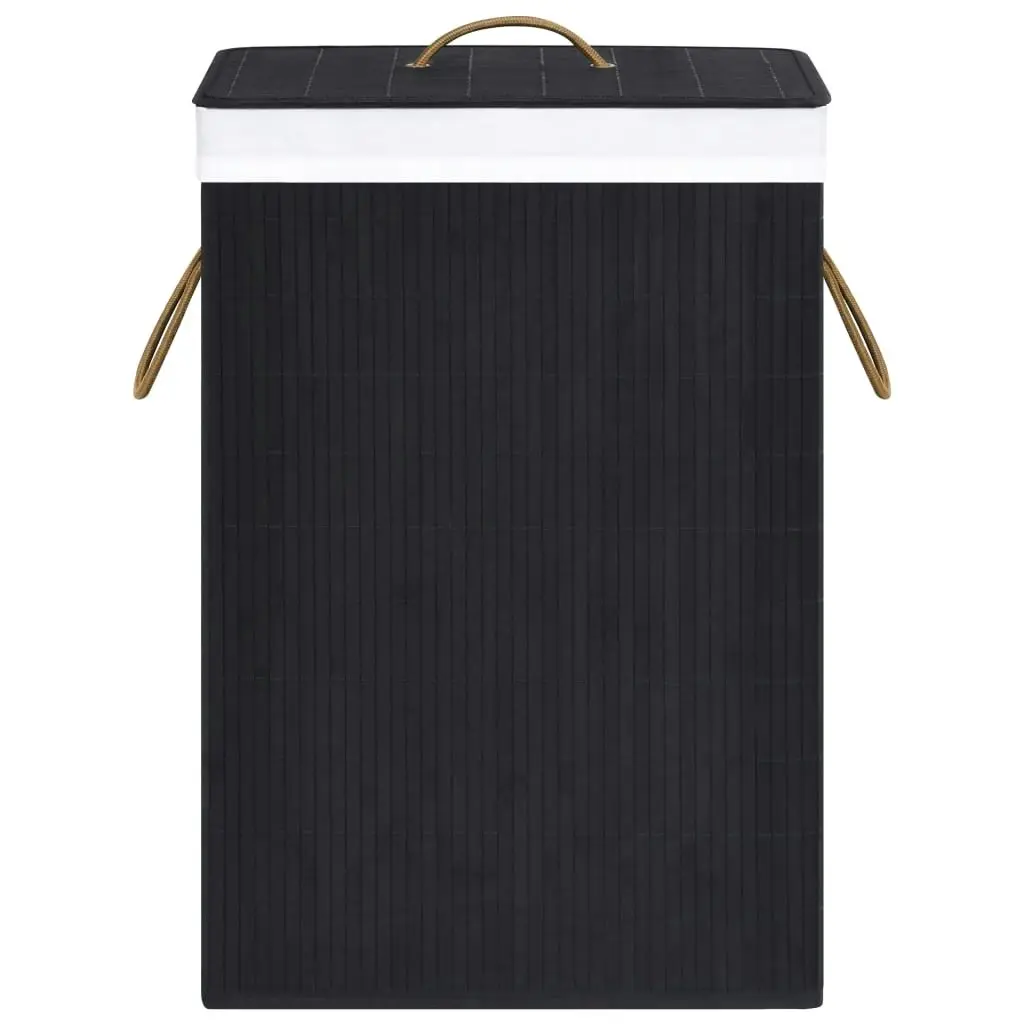 Bamboo Laundry Basket with Single Section Black 320757