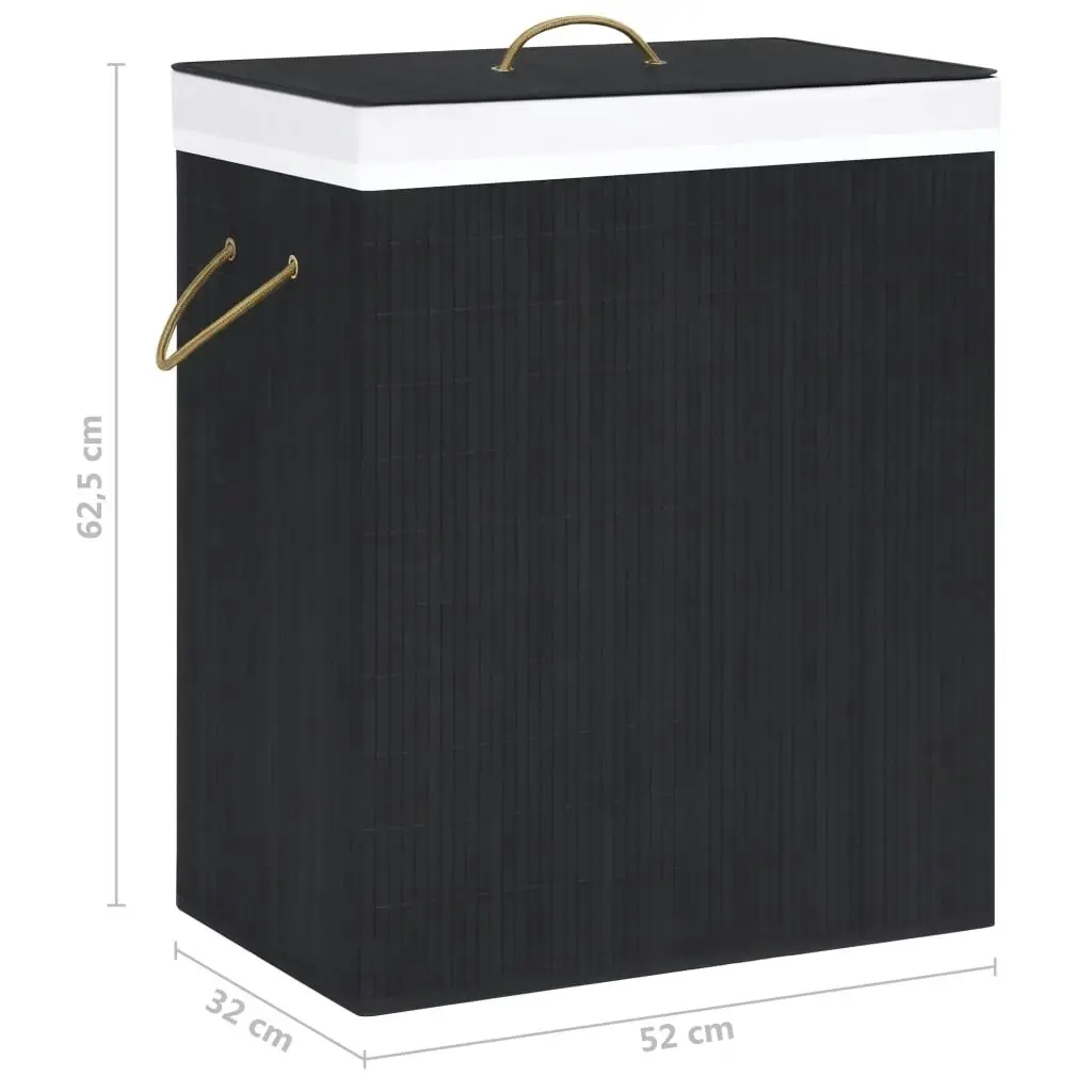 Bamboo Laundry Basket with 2 Sections Black 100 L 320746