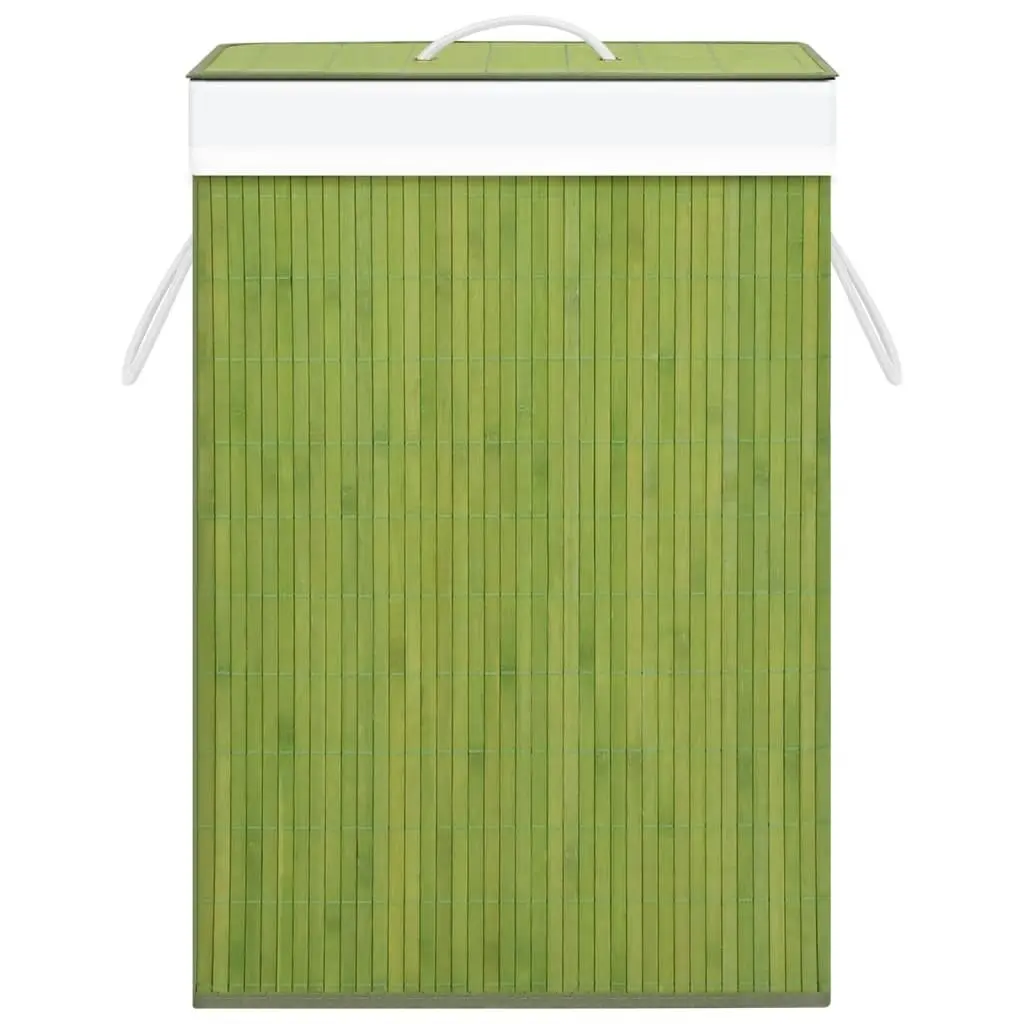 Bamboo Laundry Basket with 2 Sections Green 72 L 320749