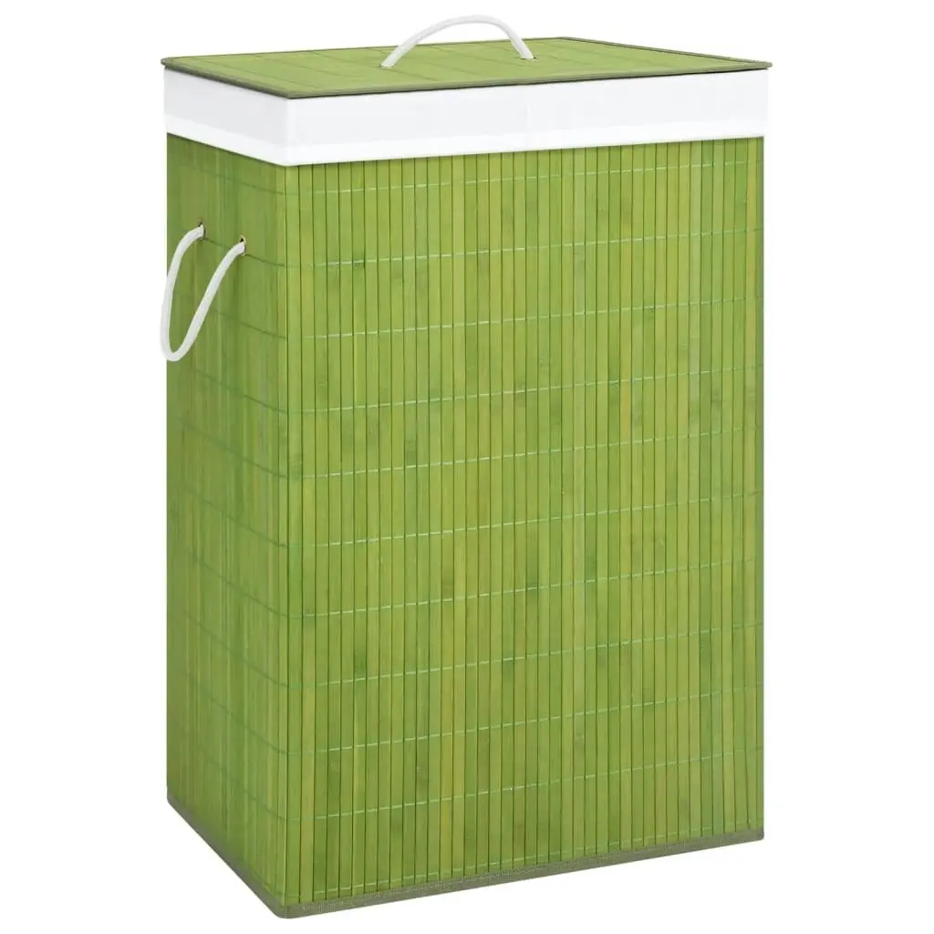 Bamboo Laundry Basket with 2 Sections Green 72 L 320749