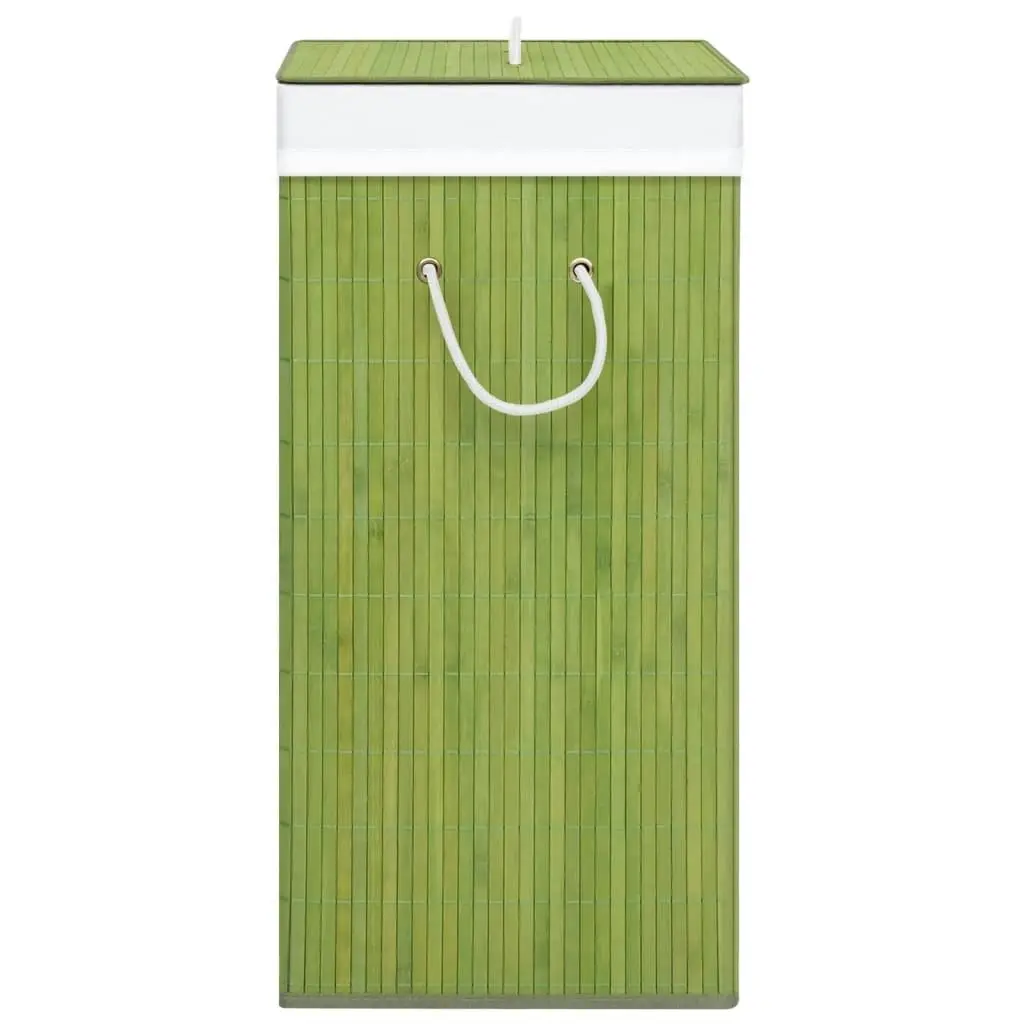 Bamboo Laundry Basket with 2 Sections Green 72 L 320749