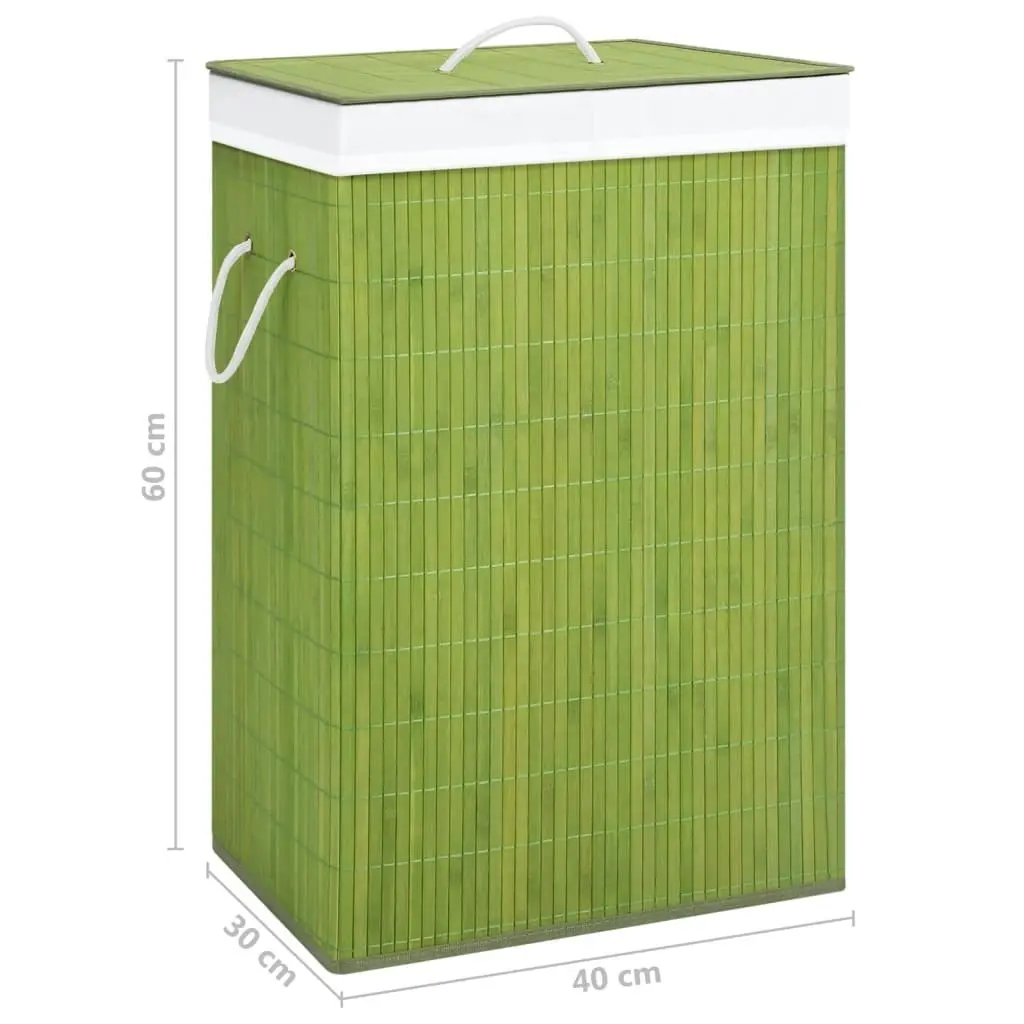 Bamboo Laundry Basket with 2 Sections Green 72 L 320749