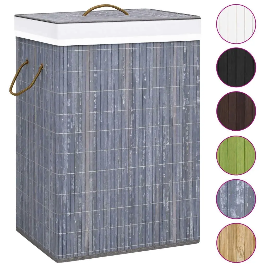 Bamboo Laundry Basket with 2 Sections Grey 72 L 320741