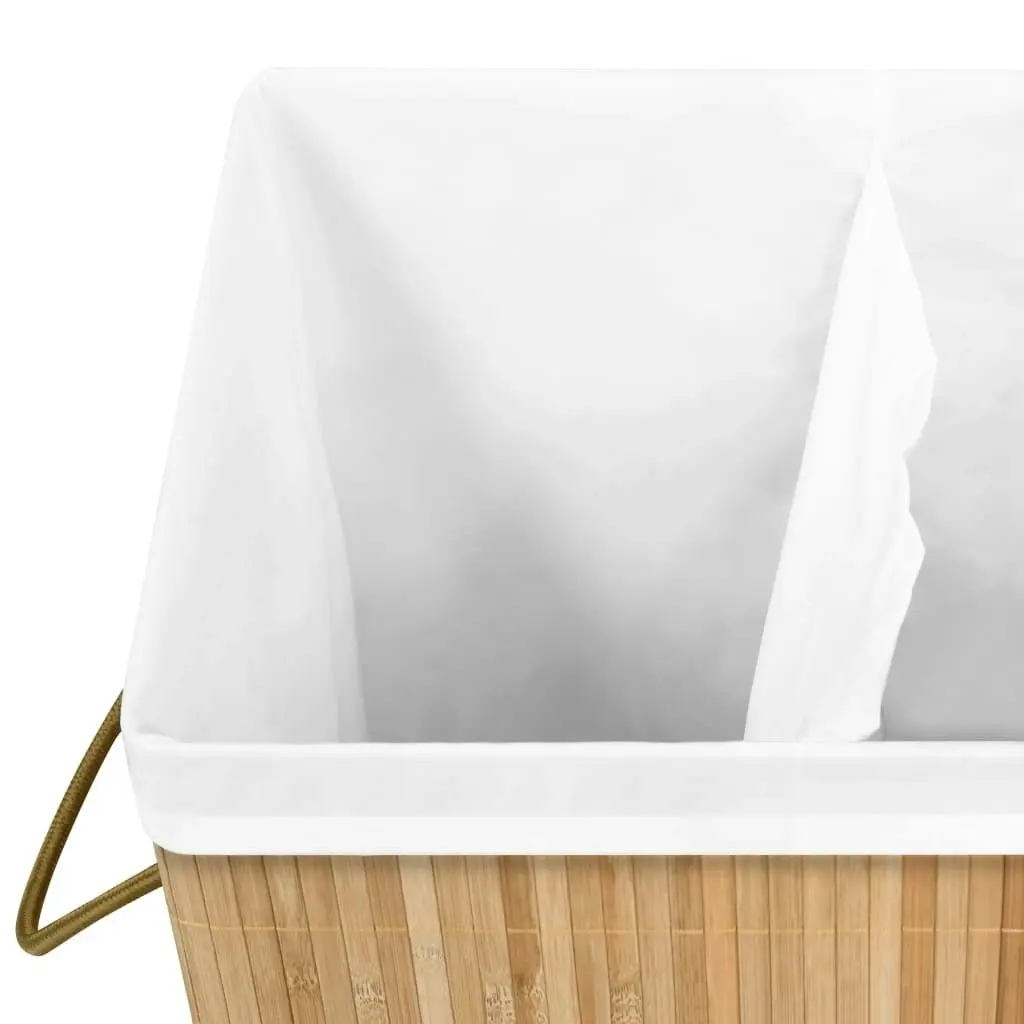 Bamboo Laundry Basket with 2 Sections 72 L 320739