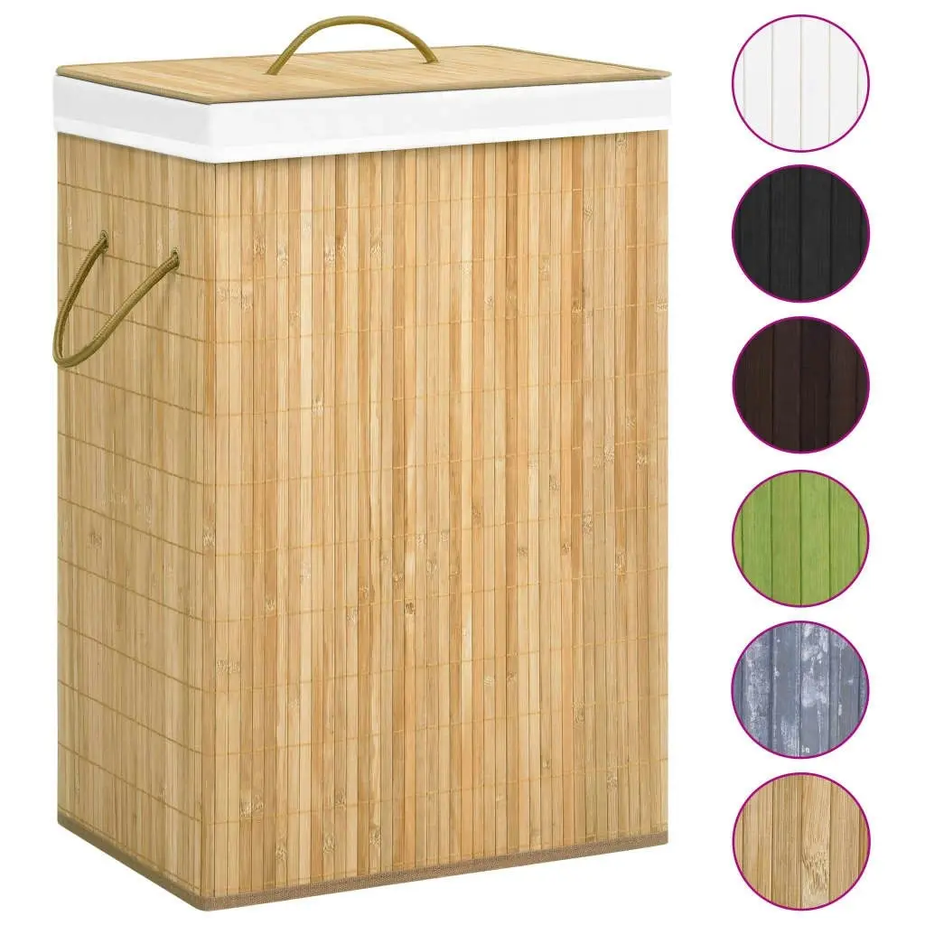 Bamboo Laundry Basket with 2 Sections 72 L 320739