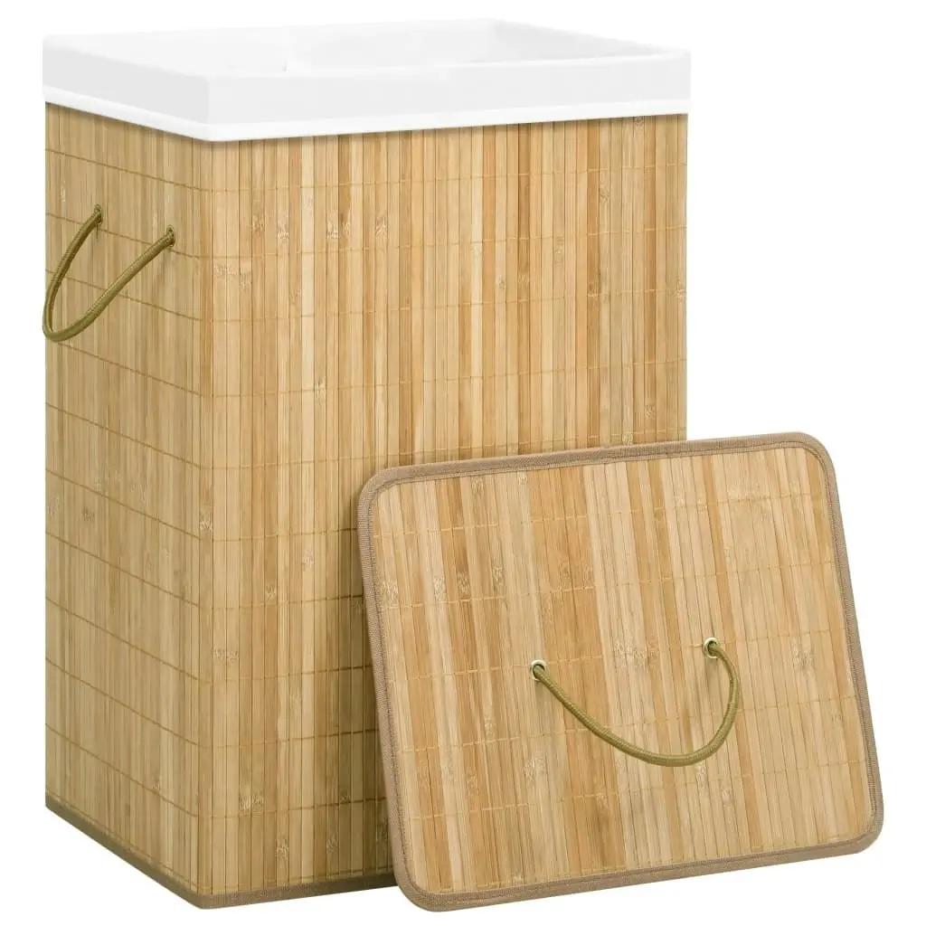 Bamboo Laundry Basket with 2 Sections 72 L 320739