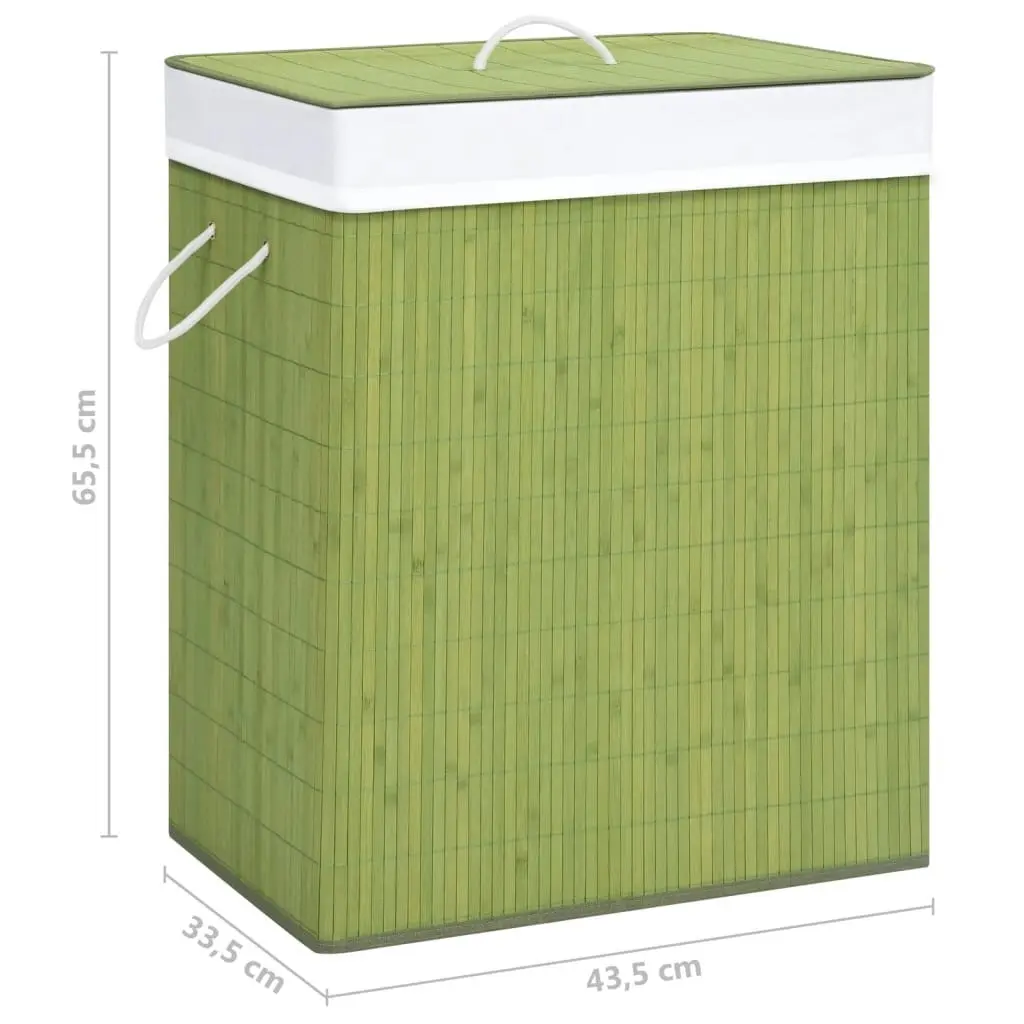 Bamboo Laundry Basket with Single Section Green 83 L 320754