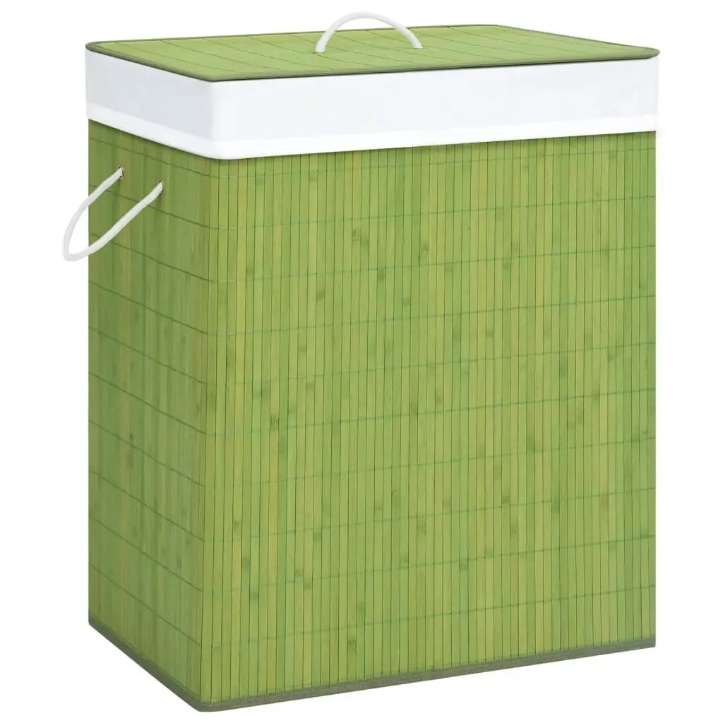 Bamboo Laundry Basket with Single Section Green 83 L 320754