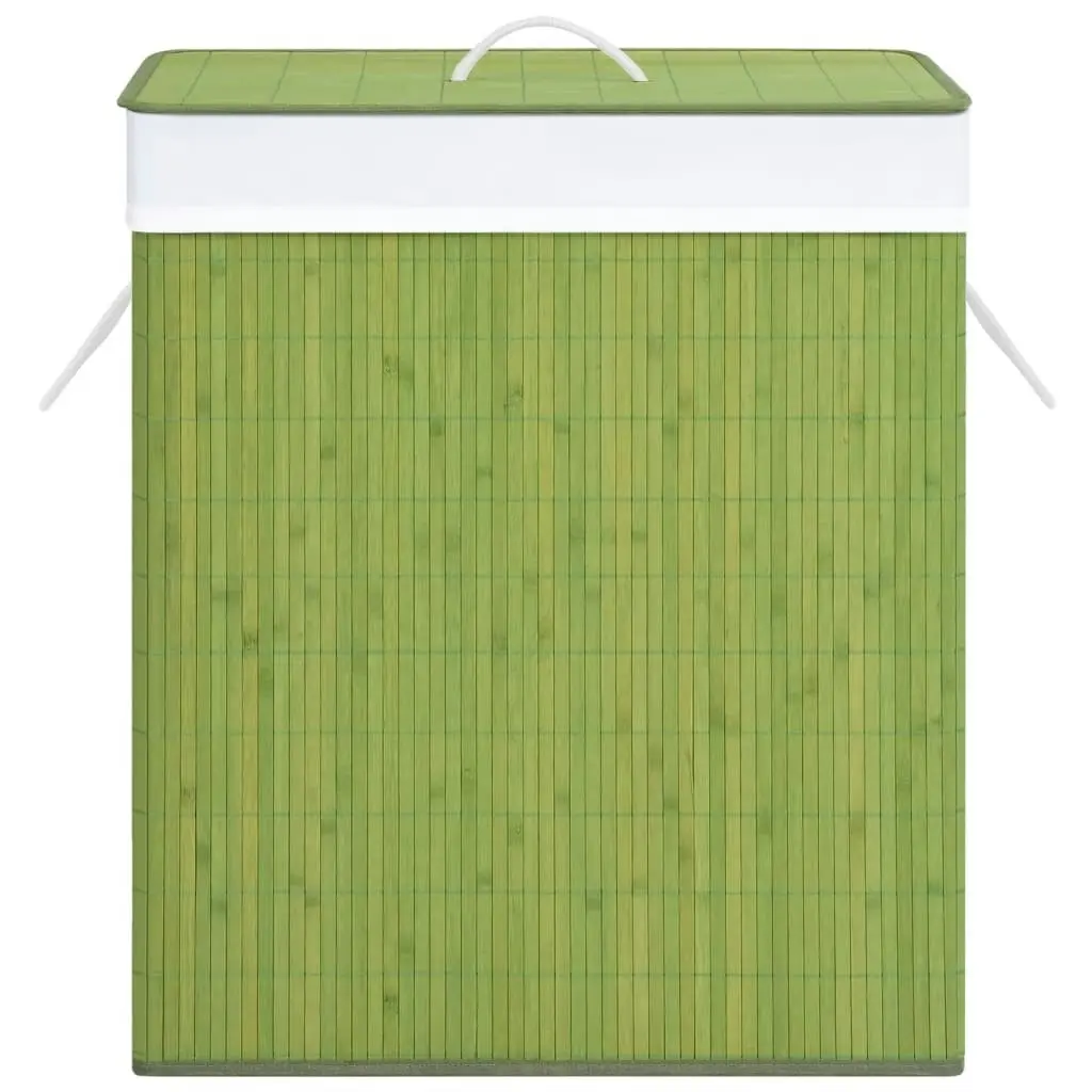 Bamboo Laundry Basket with Single Section Green 83 L 320754