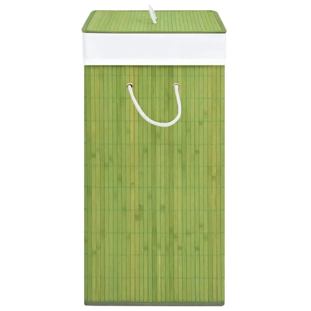 Bamboo Laundry Basket with Single Section Green 83 L 320754