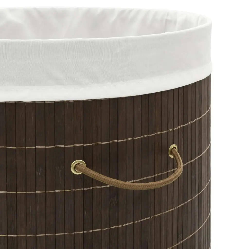 Bamboo Laundry Bin Oval Dark Brown 242728