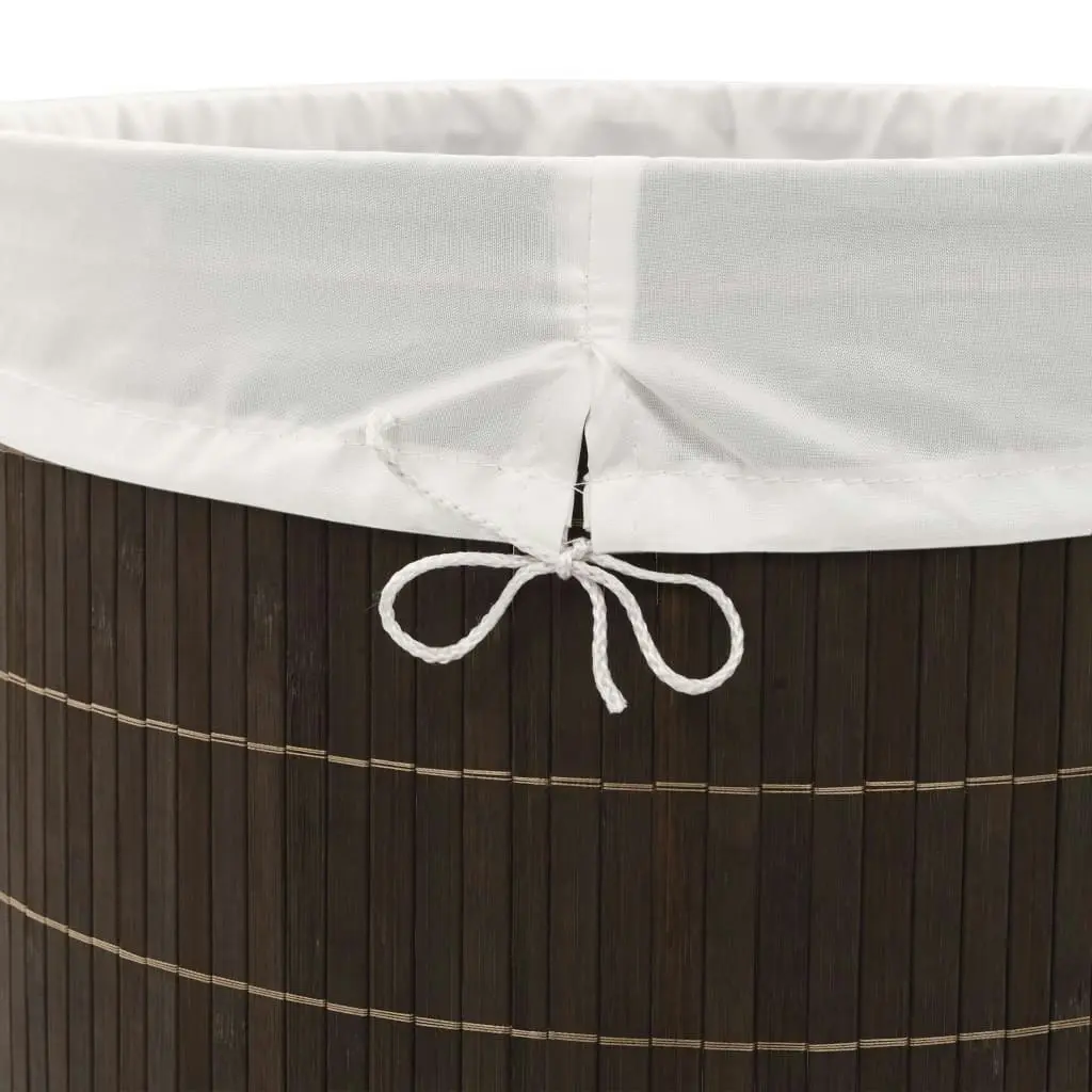 Bamboo Laundry Bin Oval Dark Brown 242728