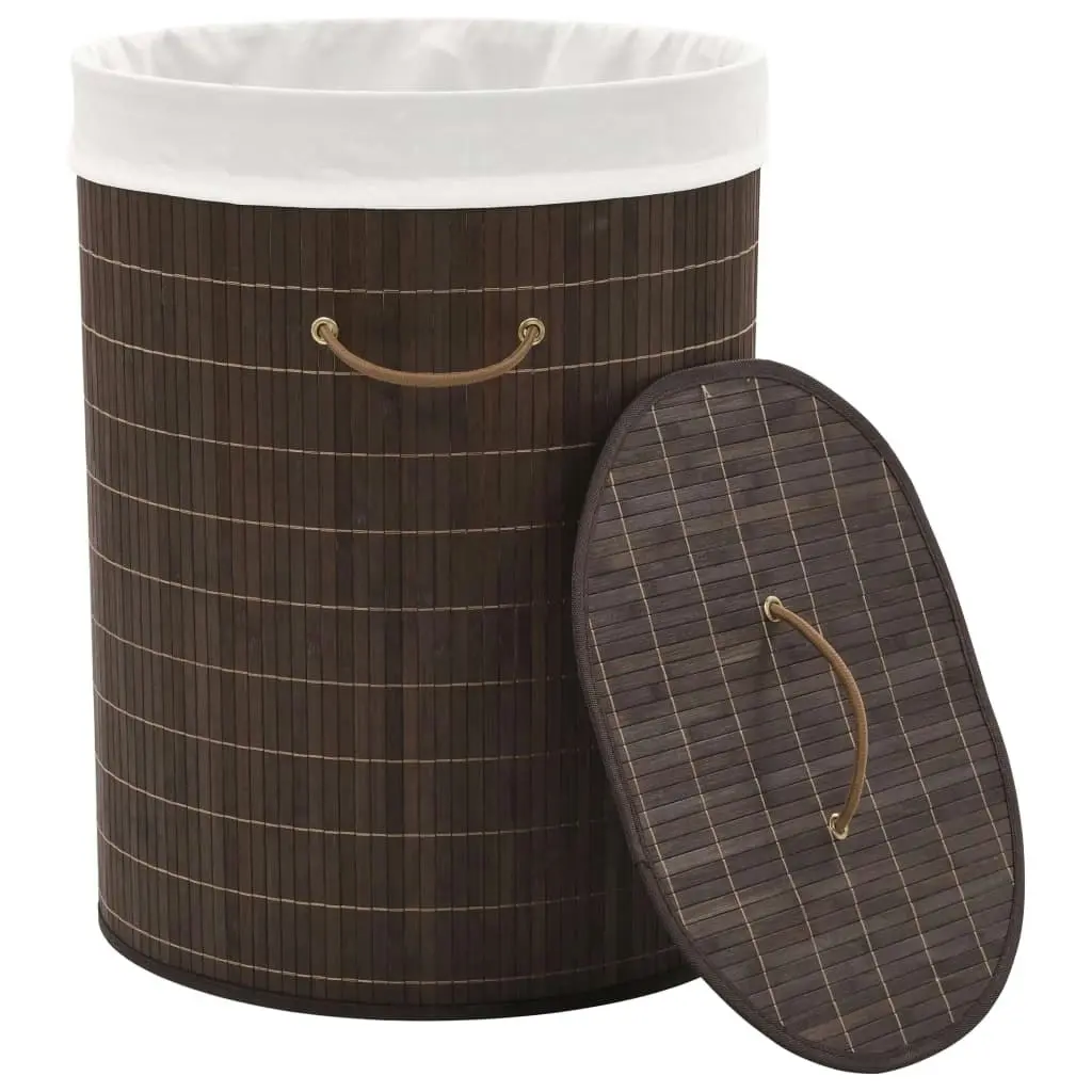 Bamboo Laundry Bin Oval Dark Brown 242728