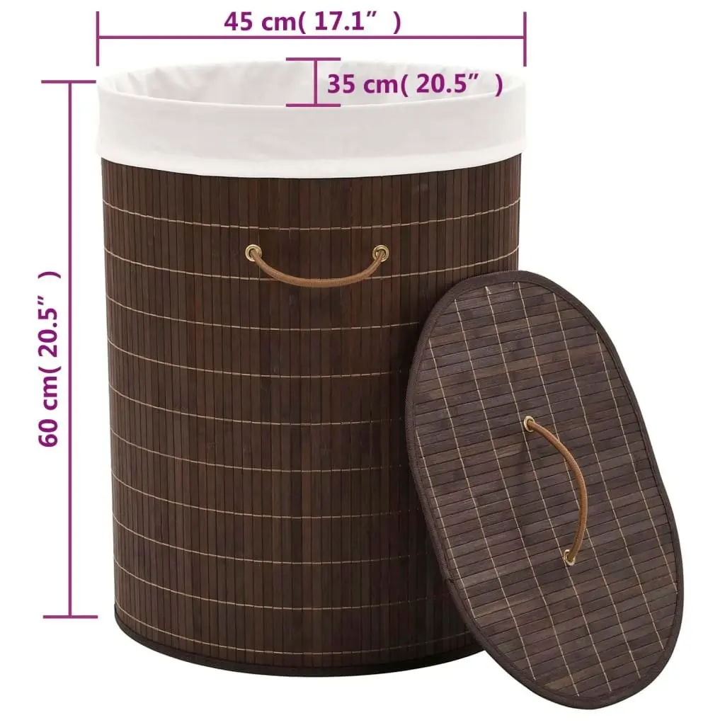 Bamboo Laundry Bin Oval Dark Brown 242728