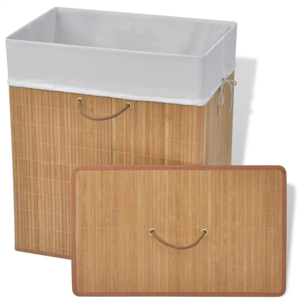 Bamboo Laundry Bin Rectangular Natural 245581