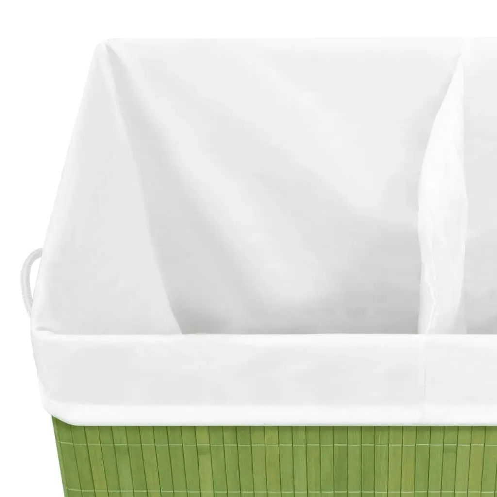 Bamboo Laundry Basket with 2 Sections Green 100 L 320750