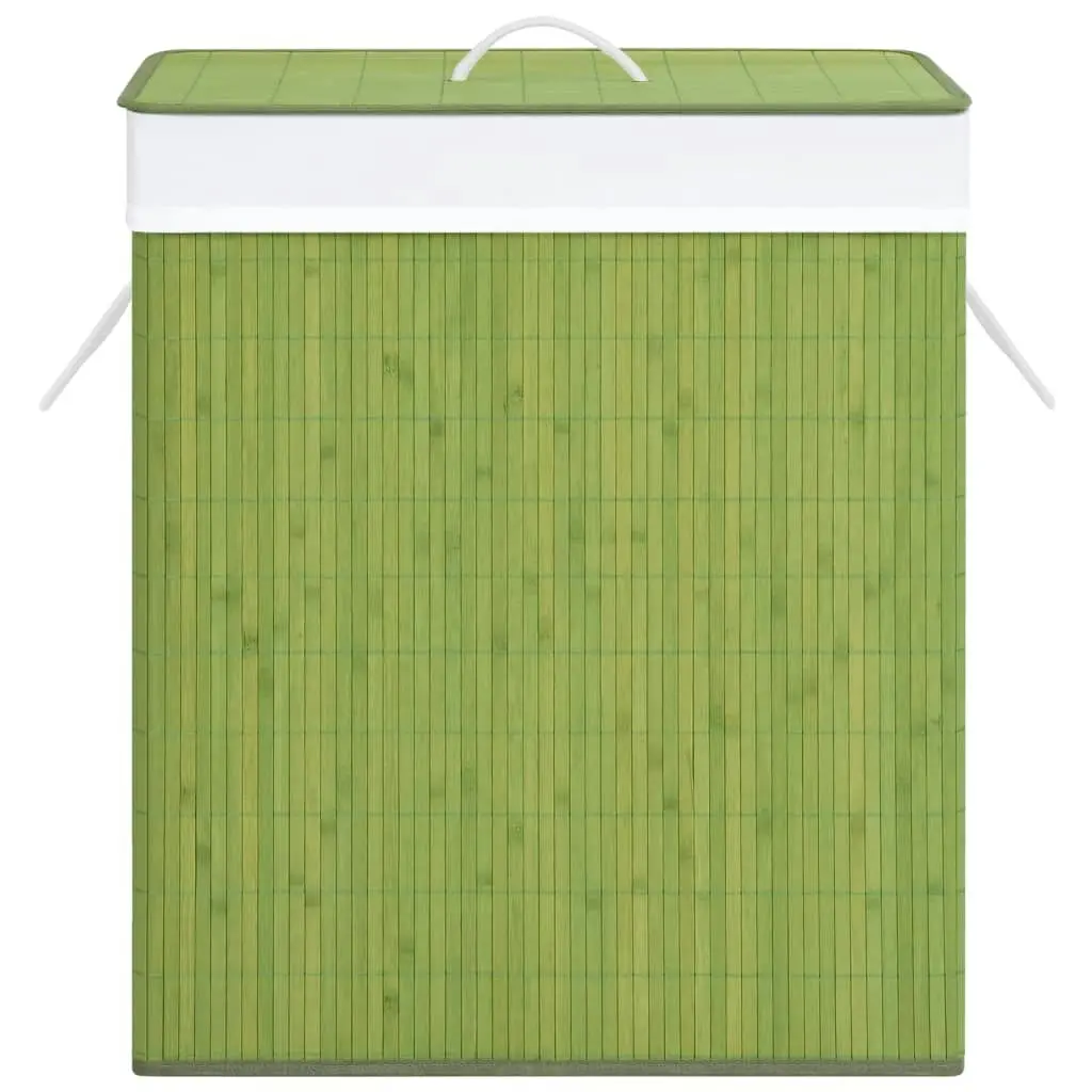 Bamboo Laundry Basket with 2 Sections Green 100 L 320750