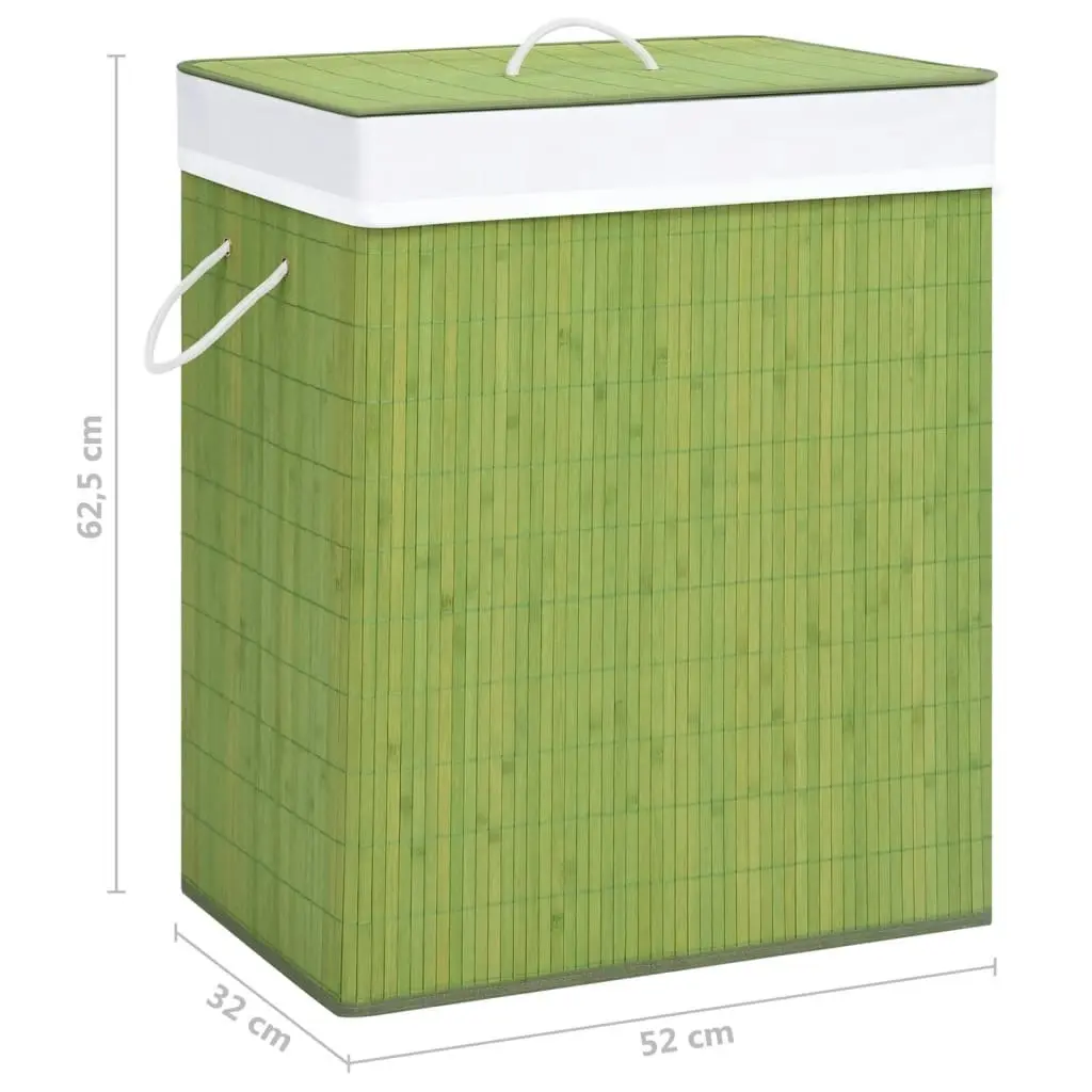 Bamboo Laundry Basket with 2 Sections Green 100 L 320750