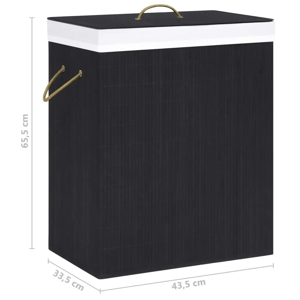 Bamboo Laundry Basket with Single Section Black 83 L 320758