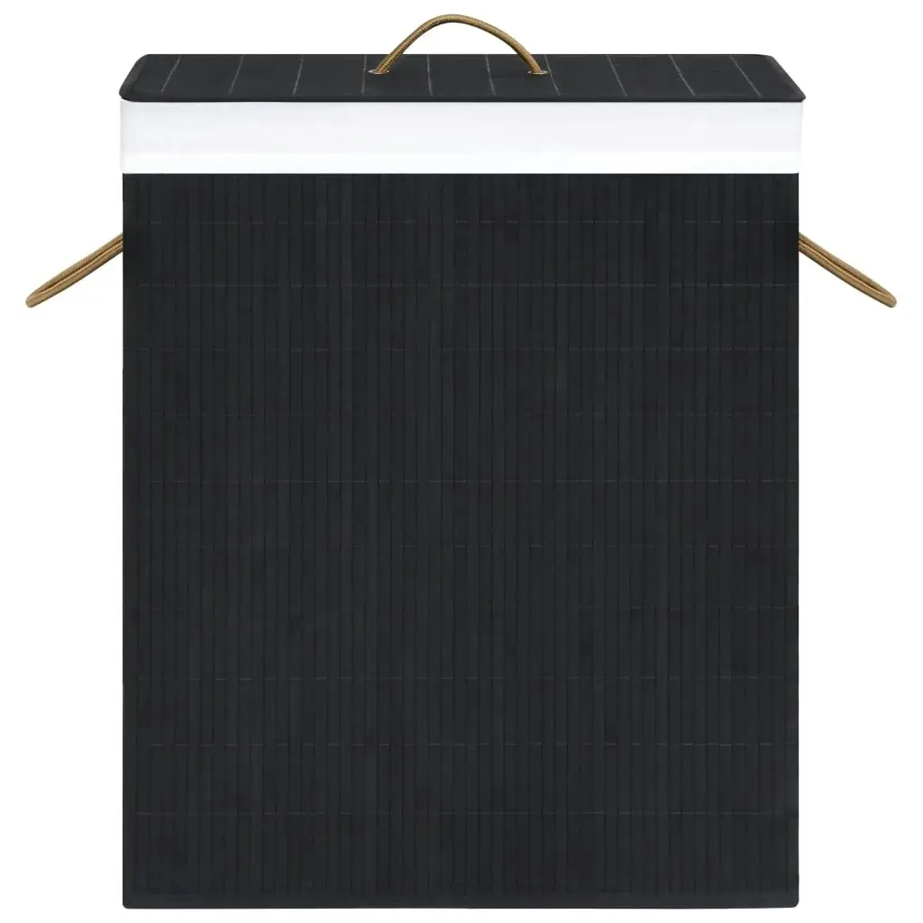 Bamboo Laundry Basket with Single Section Black 83 L 320758