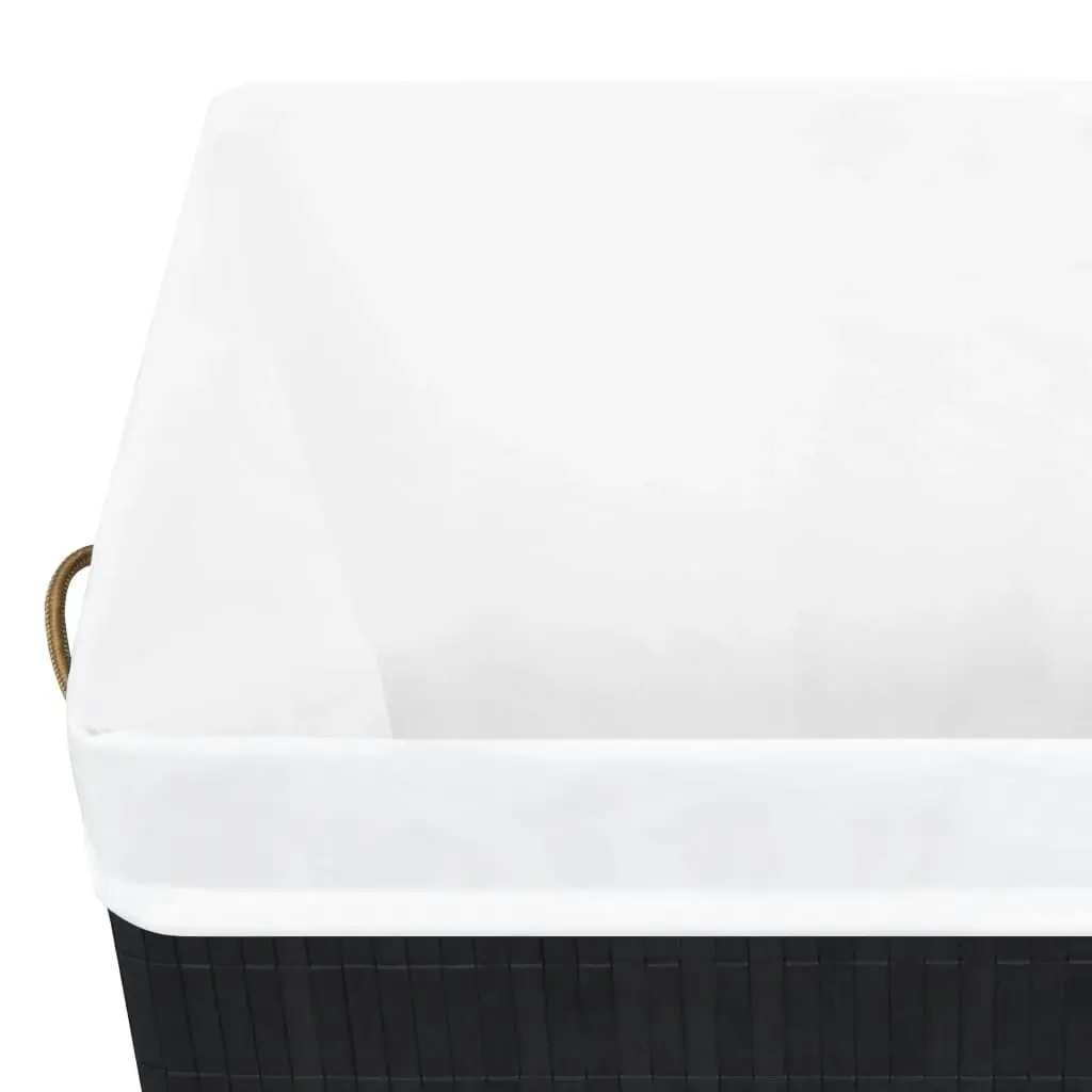 Bamboo Laundry Basket with Single Section Black 83 L 320758