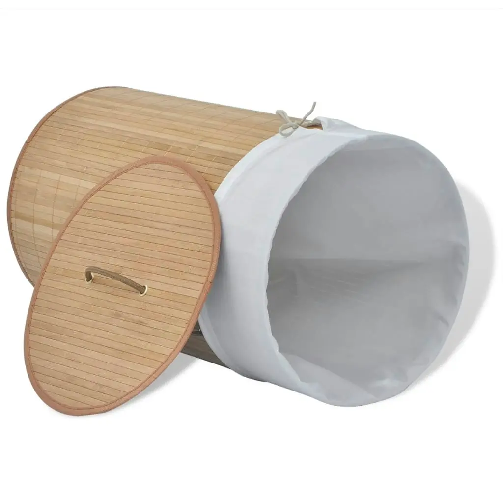 Bamboo Laundry Bin Round Natural 242723