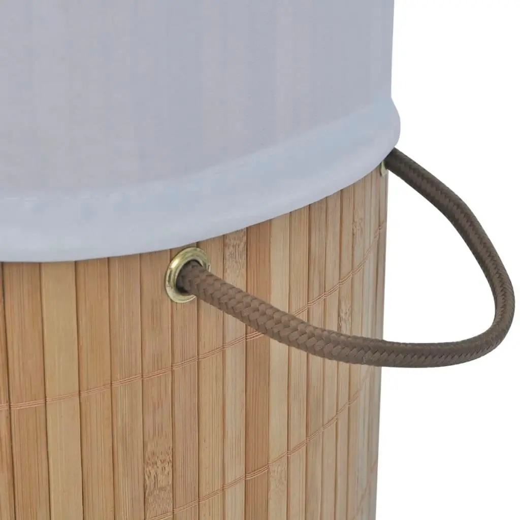 Bamboo Laundry Bin Round Natural 242723