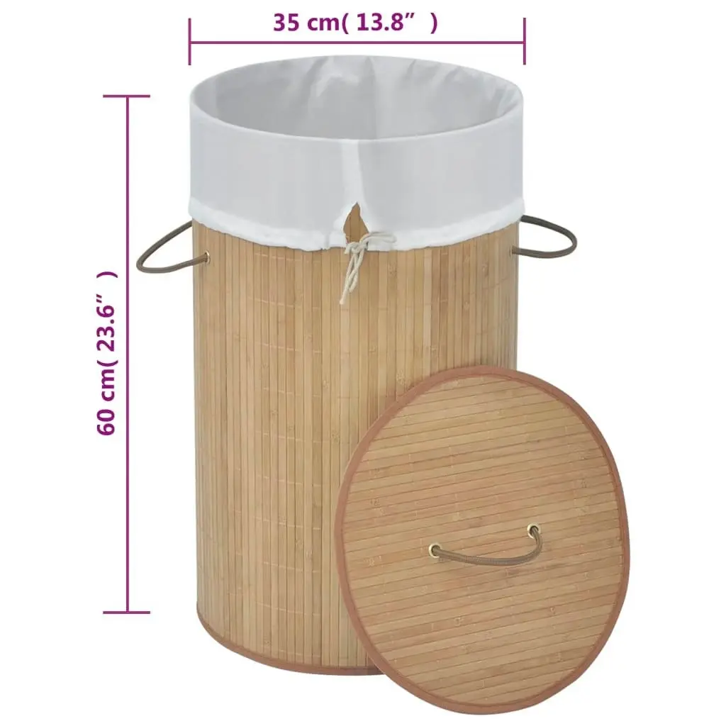 Bamboo Laundry Bin Round Natural 242723