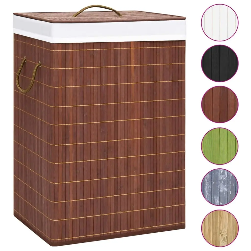 Bamboo Laundry Basket with 2 Sections Brown 72 L 320747