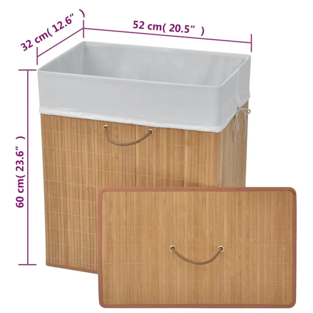 Bamboo Laundry Bin Rectangular Natural 242725