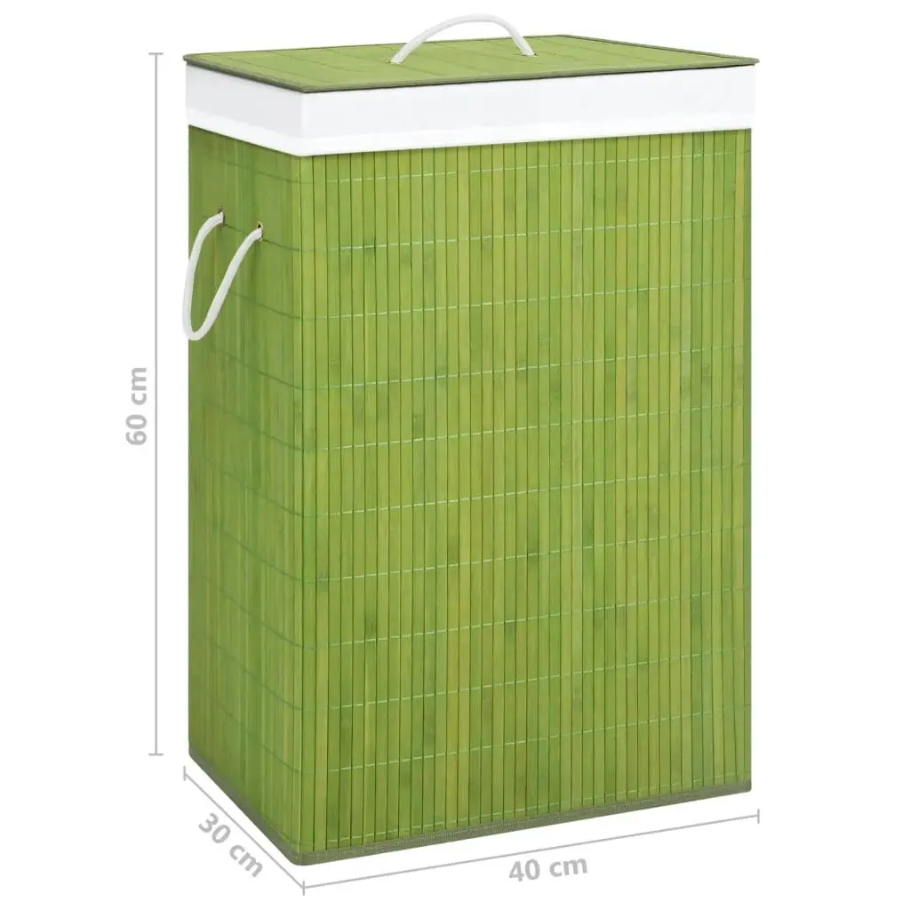 Bamboo Laundry Basket with Single Section Green 320753