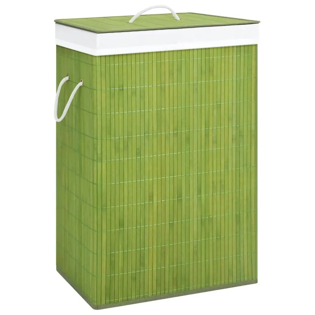 Bamboo Laundry Basket with Single Section Green 320753