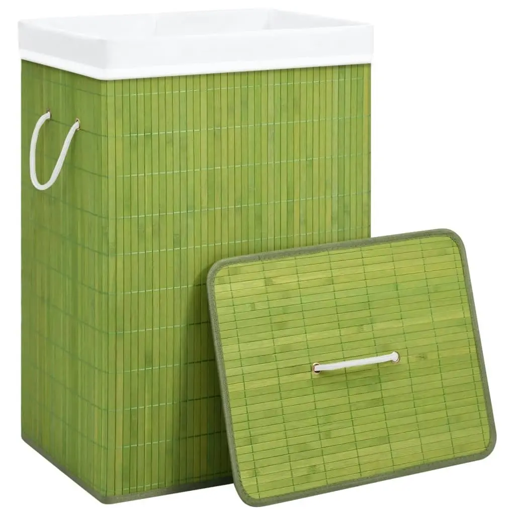 Bamboo Laundry Basket with Single Section Green 320753