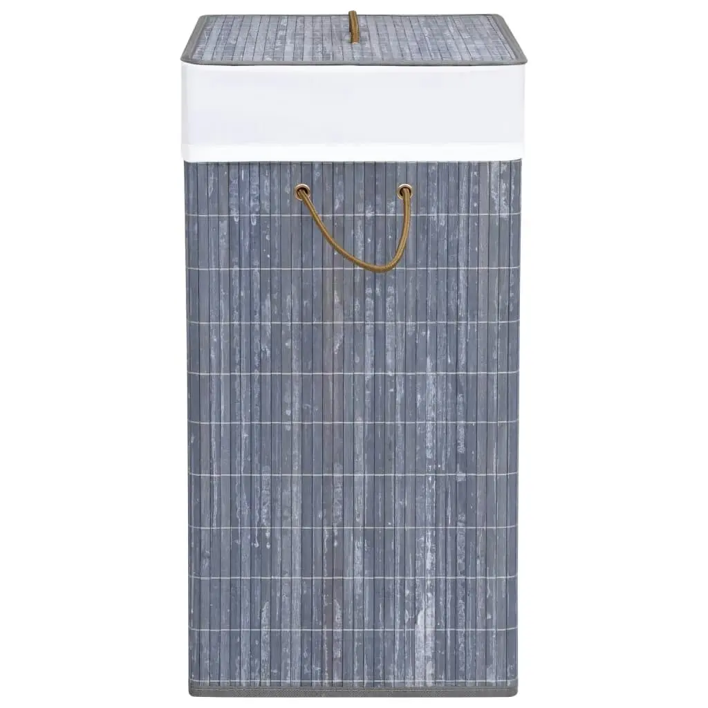 Bamboo Laundry Basket with 2 Sections Grey 100 L 320742