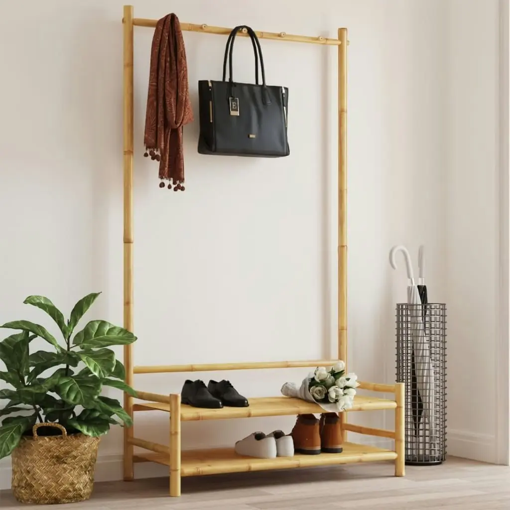 Clothes Rack with Shelves 103x40x183 cm Bamboo 368032