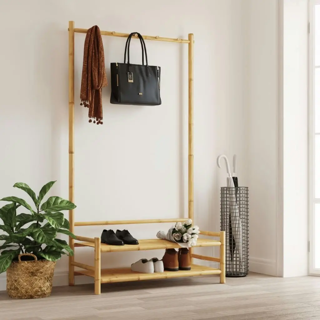 Clothes Rack with Shelves 103x40x183 cm Bamboo 368032