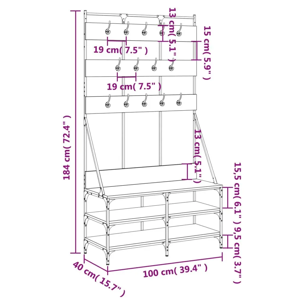 Clothes Rack with Shoe Storage Black 100x40x184 cm 837857