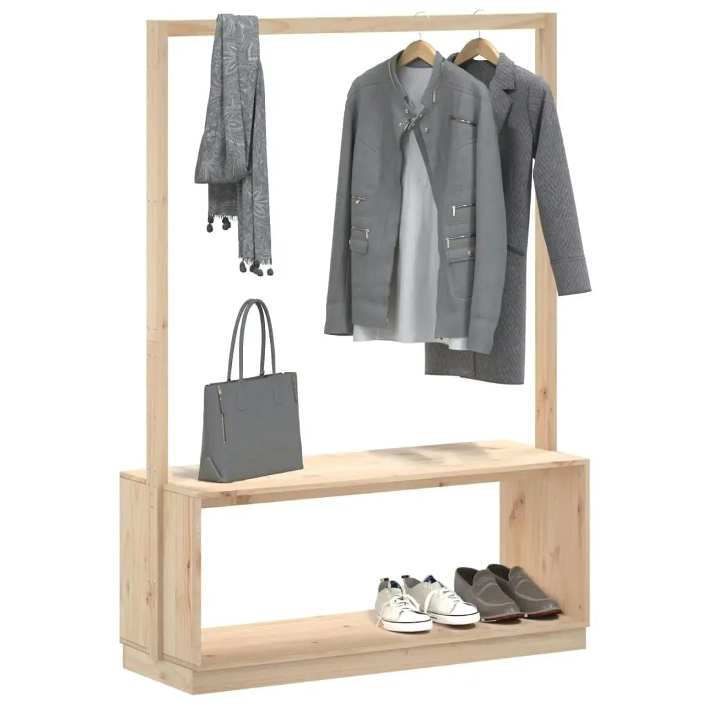 Clothes Rack with Shoe Storage 113x40x157.5 cm Solid Wood Pine 832329