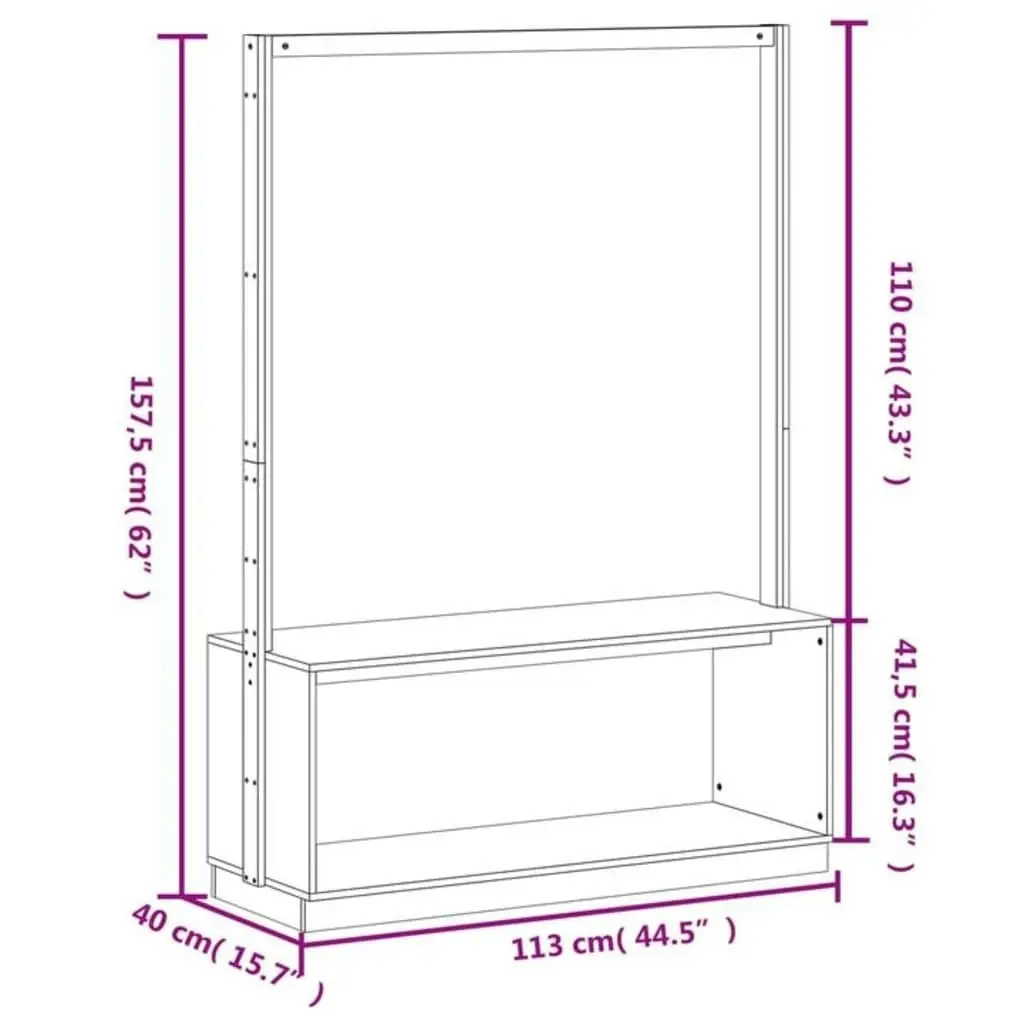 Clothes Rack with Shoe Storage 113x40x157.5 cm Solid Wood Pine 832329