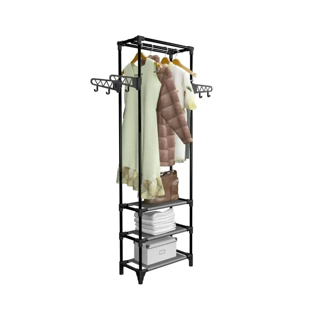 Clothes Rack Steel and Non-woven Fabric 55x28.5x175 cm Black 245742