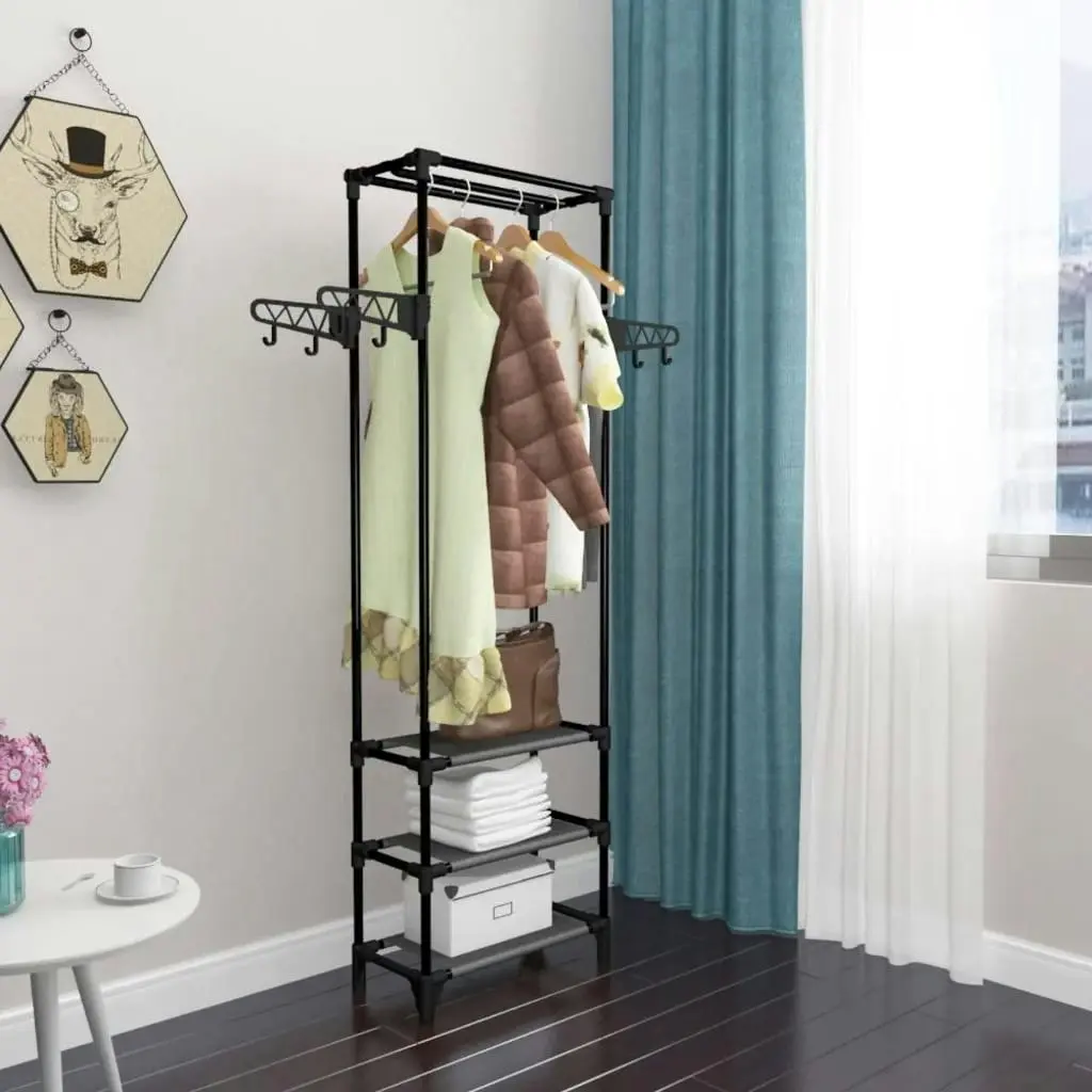 Clothes Rack Steel and Non-woven Fabric 55x28.5x175 cm Black 245742