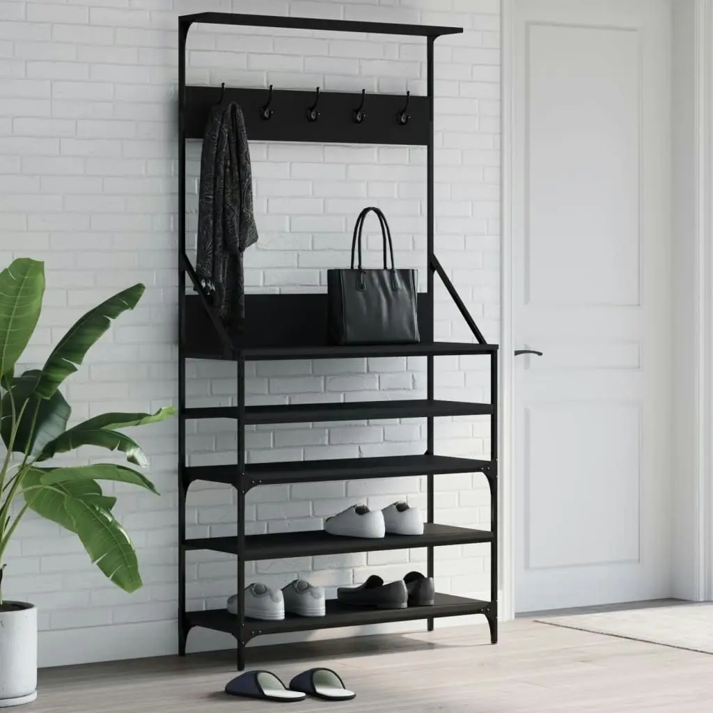 Clothes Rack with Shoe Storage Black 90x34x184 cm 837877