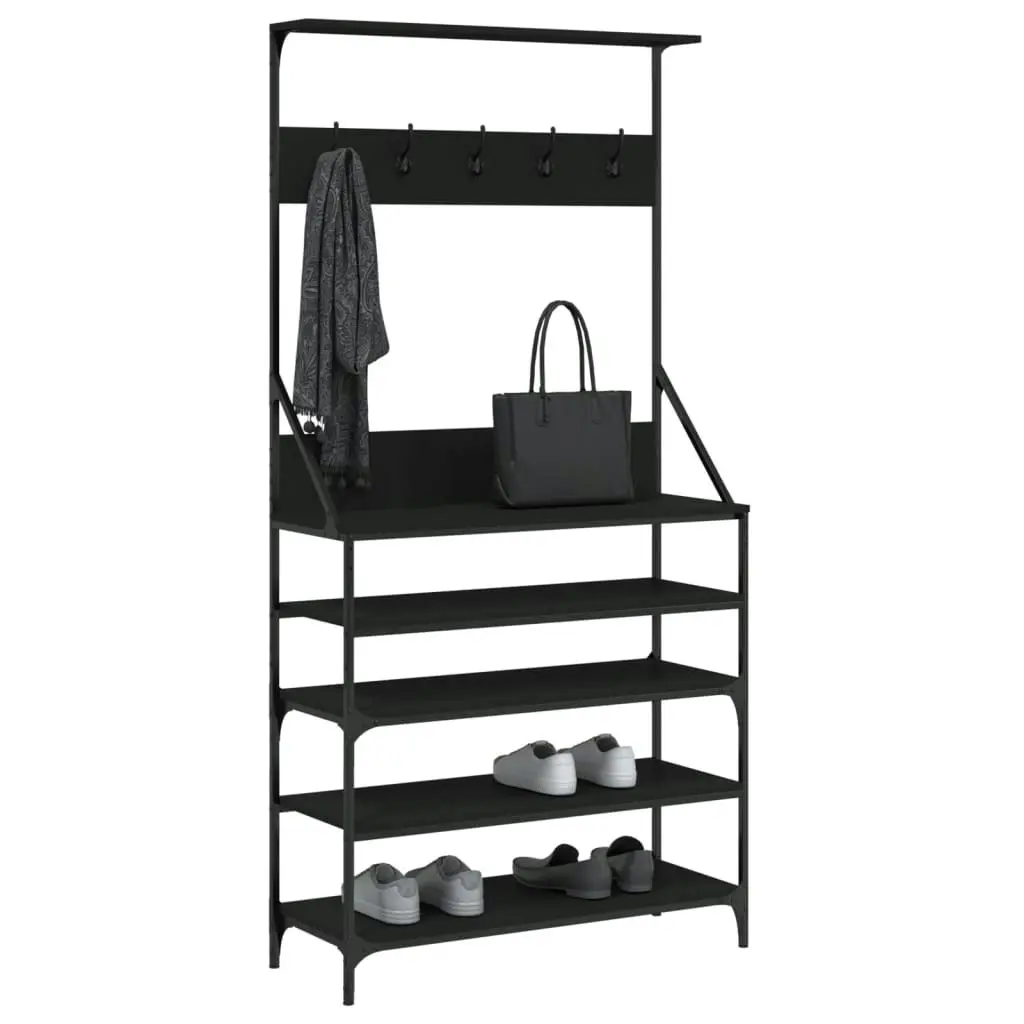 Clothes Rack with Shoe Storage Black 90x34x184 cm 837877